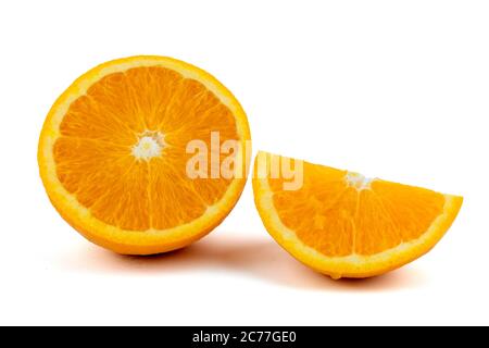 Fresh navel oranges isolated on white background. Save with clipping path. Stock Photo
