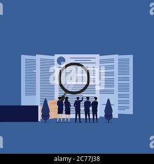 Business flat vector concept team review the contract for sure. Stock Vector