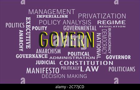 Govern a political terminology presented with politics word cloud vector abstract. Stock Vector