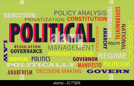 Political a political terminology presented with politics word cloud vector abstract. Stock Vector