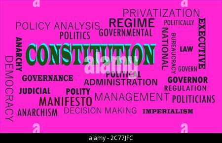 Constitution a political terminology presented with politics word cloud vector abstract. Stock Vector
