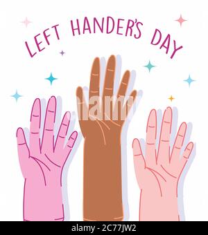 left handers day, human hands diversity cartoon celebration vector illustration Stock Vector