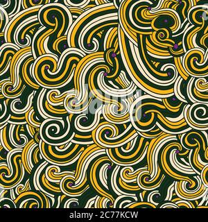 Colorful seamless pattern with curly doodle lines. Vector illustration Stock Vector