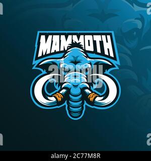 mammoth mascot logo design vector with modern illustration concept style for badge, emblem and t shirt printing. mammoth head illustration. Stock Vector