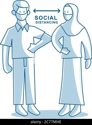 Social distancing Elbow bump avoid physical contact Stock Vector