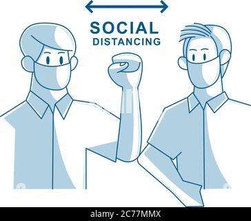 Social distancing Elbow bump avoid physical contact Stock Vector