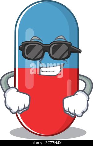 Fabulous medicine pills cartoon character wearing classy black glasses ...