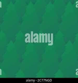 Seamless texture with green fir trees in a row. Vector pattern for wrapping paper, wallpaper, fabric and your design Stock Vector
