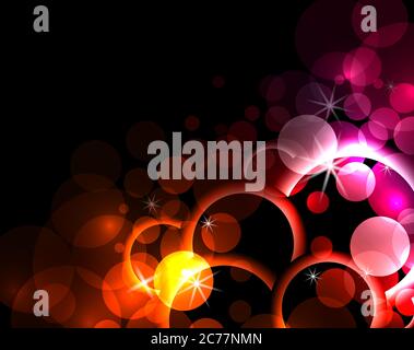 Abstract background with circles, sparks, rings on a dark background. Template for presentations and your design Stock Vector