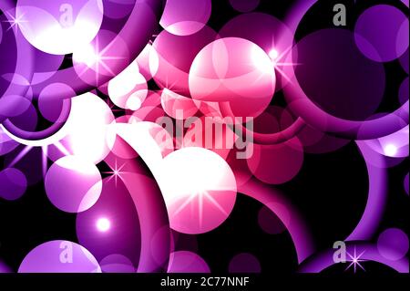 Seamless abstract texture with circles, sparks, rings on a dark background. Stock Vector