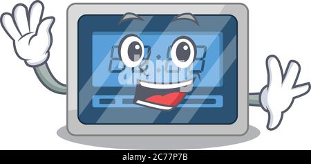 A charming digital timer mascot design style smiling and waving hand Stock Vector