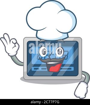 Talented digital timer chef cartoon drawing wearing chef hat Stock Vector