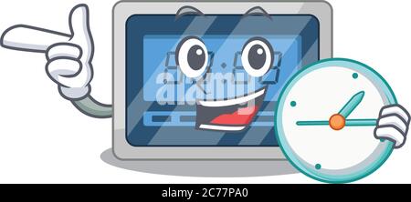 mascot design style of digital timer standing with holding a clock Stock Vector
