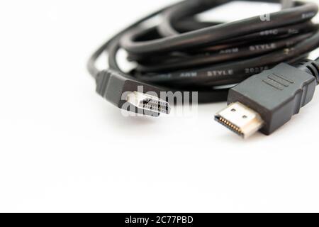 hdmi cable on white background Stock Photo