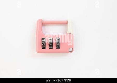 combination lock for a suitcase a white background Stock Photo