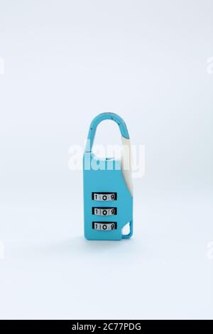 combination lock for a suitcase a white background Stock Photo