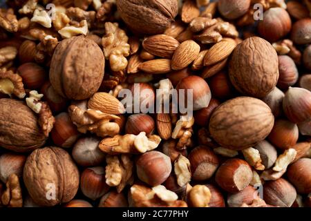Mix of nuts, closeup Stock Photo