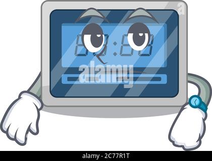 Mascot design style of digital timer with waiting gesture Stock Vector