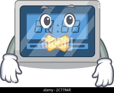Digital timer cartoon character style having strange silent face Stock Vector