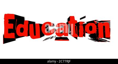 Education name illustration in red color with white background. Stock Photo