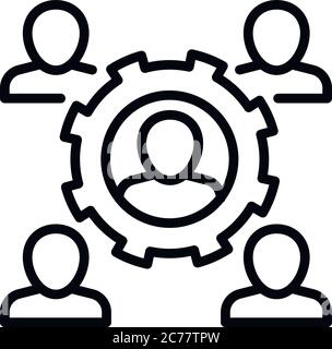 Gear system cohesion icon. Outline gear system cohesion vector icon for web design isolated on white background Stock Vector