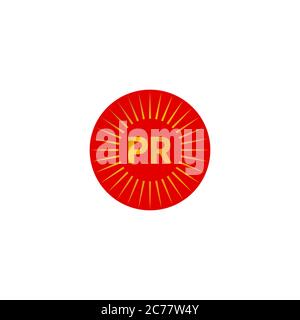 PR abstract minimal logo in shape of circle with rays Stock Vector