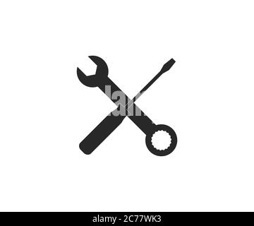 Screwdriver and wrench icon. Vector illustration, flat design. Stock Vector