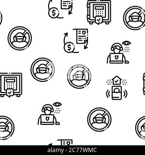 Security Agency Property Protect Icons Set Vector Stock Vector Image ...