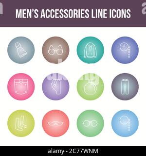 Unique men's accessories vector line icon set Stock Vector