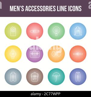 Unique men's accessories vector line icon set Stock Vector