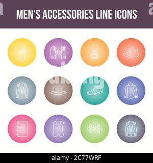 Unique men's accessories vector line icon set Stock Vector