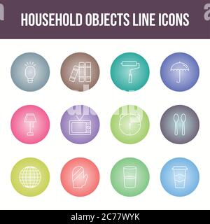 Unique household objects vector line icon set Stock Vector