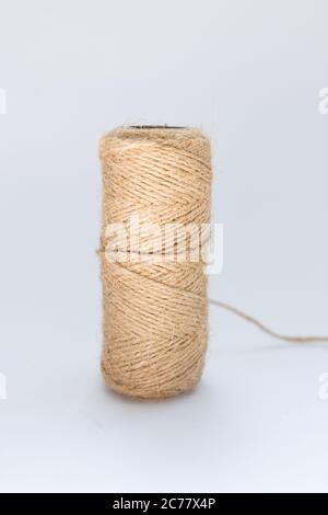 skein of thick thread on white background Stock Photo