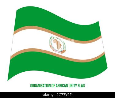 Organisation of African Unity Flag Waving Vector Illustration on White Background. Stock Vector