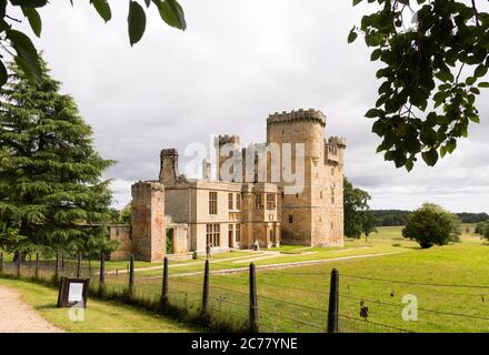 Belsay 14th century Tower House or castle with attached 17th century old hall, Northumberland, England, UK Stock Photo