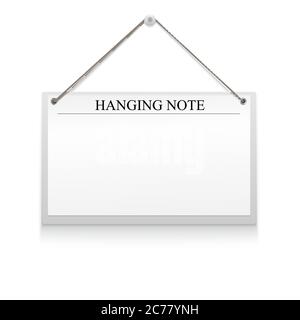 Realistic hanging banner isolated on white. Stock Vector