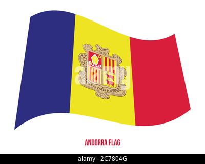 Andorra Flag Waving Vector Illustration on White Background. Andorra National Flag. Stock Vector