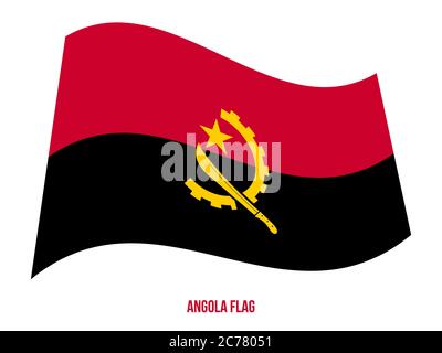 Angola Flag Waving Vector Illustration on White Background. Angola National Flag. Stock Vector