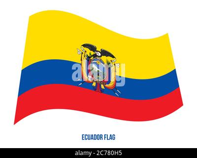 Ecuador Flag Waving Vector Illustration on White Background. Ecuador National Flag. Stock Vector