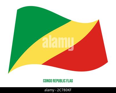 Congo Republic Flag Waving Vector Illustration on White Background. Congo Republic National Flag. Stock Vector