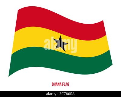 Ghana Flag Waving Vector Illustration on White Background. Ghana National Flag. Stock Vector