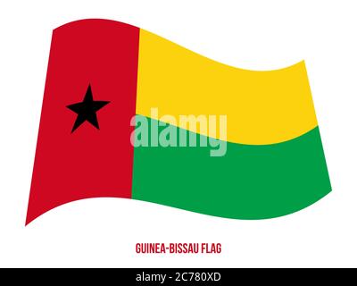 Guinea-Bissau Flag Waving Vector Illustration on White Background. Guinea-Bissau National Flag. Stock Vector