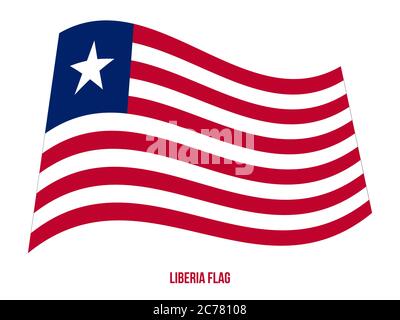 Liberia Flag Waving Vector Illustration on White Background. Liberia National Flag. Stock Vector