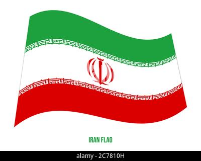 Iran Flag Waving Vector Illustration on White Background. Iran National Flag. Stock Vector