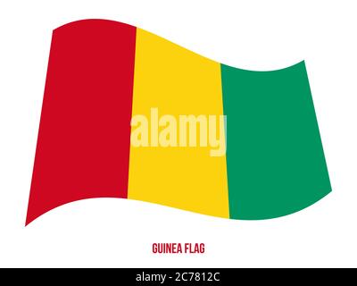 Guinea Flag Waving Vector Illustration on White Background. Guinea National Flag. Stock Vector