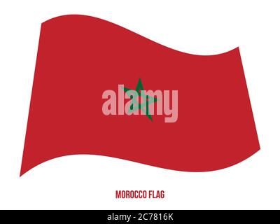 Morocco Flag Waving Vector Illustration on White Background. Morocco National Flag. Stock Vector
