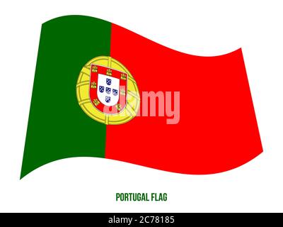 Portugal Flag Waving Vector Illustration on White Background. Portugal National Flag. Stock Vector