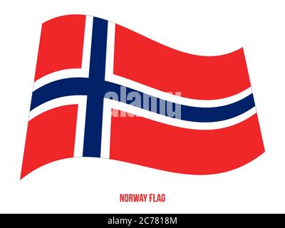 Norway Flag Waving Vector Illustration on White Background. Norway National Flag. Stock Vector