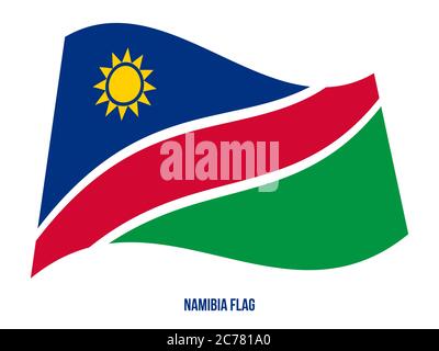 Namibia Flag Waving Vector Illustration on White Background. Namibia National Flag. Stock Vector