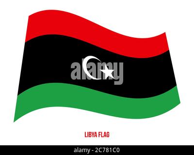 Libya Flag Waving Vector Illustration on White Background. Libya National Flag. Stock Vector